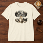 Powered by Coffee and Deadlines T-Shirt Natural coffee bar mockup