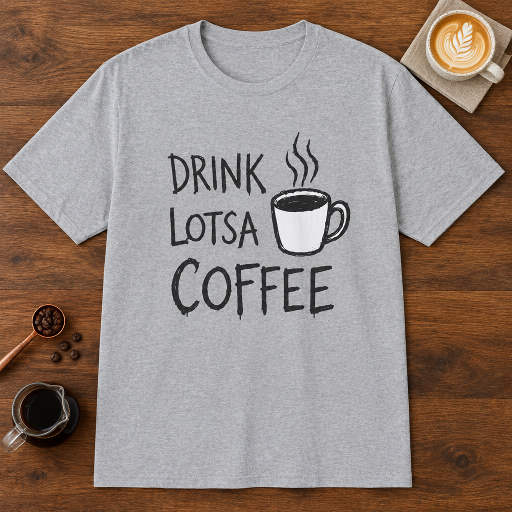 Drink Lotsa Coffee-Light T-Shirt Sport Grey coffee bar mockup