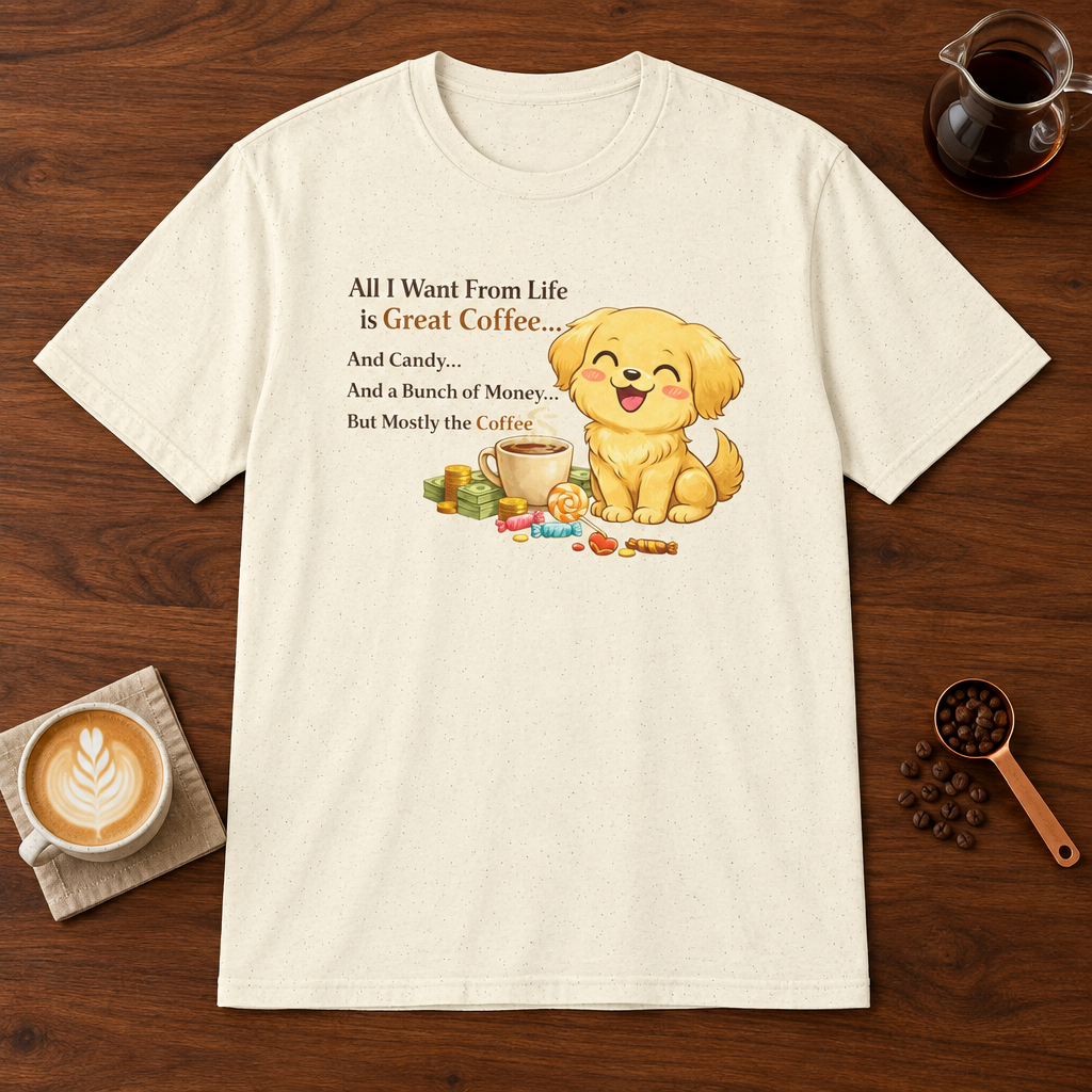 Great Coffee T-Shirt Natural coffee bar mockup