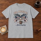 Real Americans T-Shirt Sport Grey coffee bar mockup