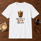 Respect the Bean T-Shirt White coffee bar mockup