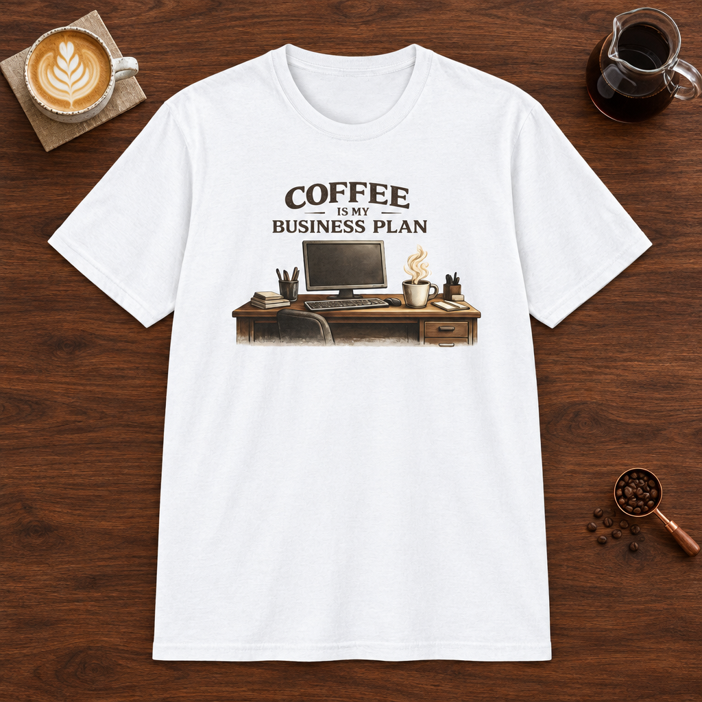 Coffee is My Business Plan T-Shirt White coffee bar mockup
