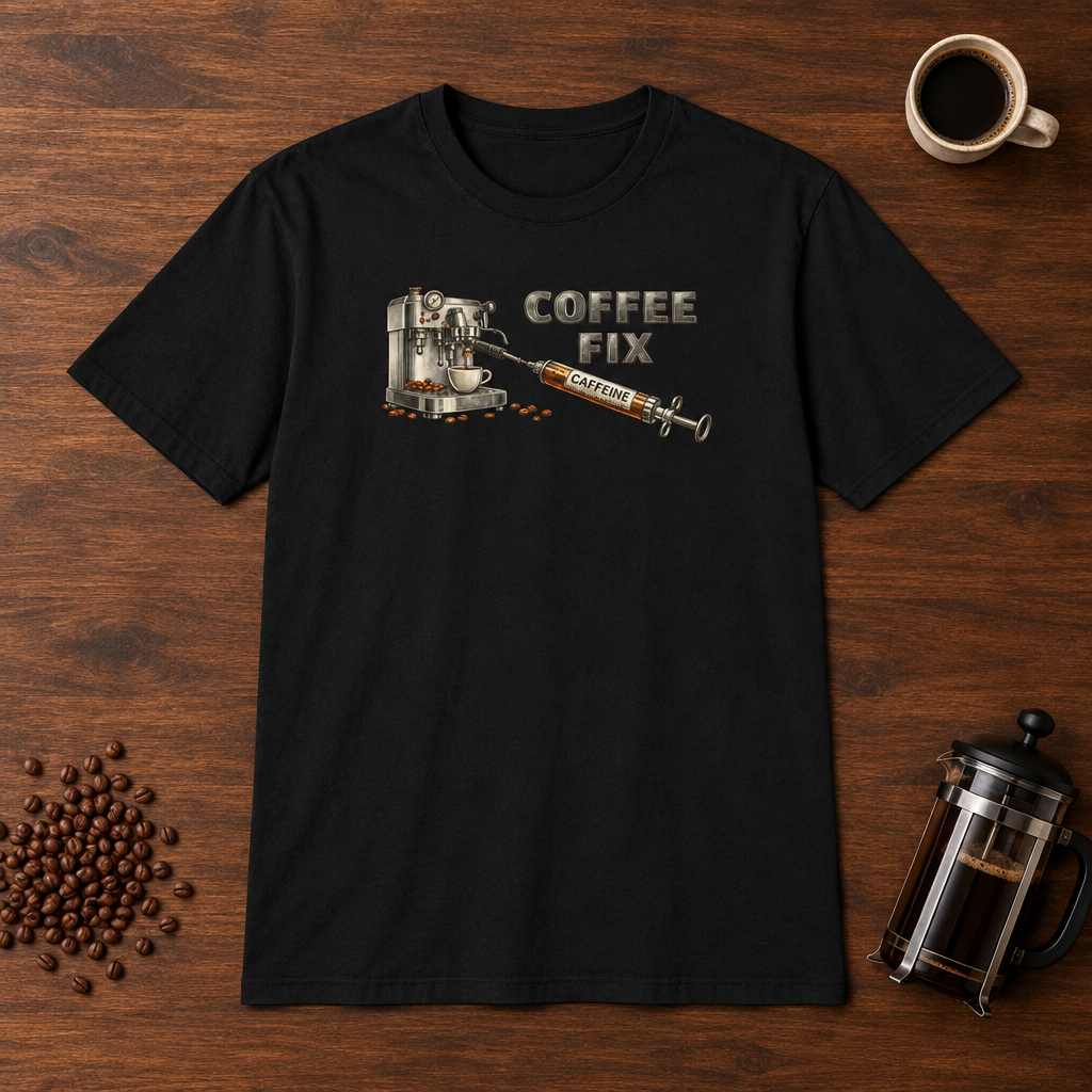 Coffee Fix T-Shirt Black coffee-bar flat lay