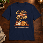 Coffee Makes Me Happy T-Shirt Navy close-fill short-sleeve coffee-bar flat lay