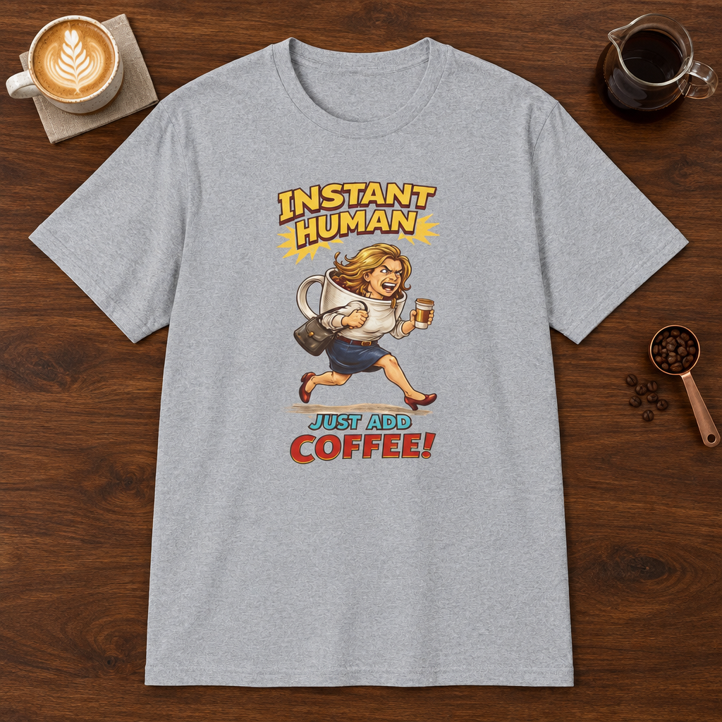 Instant Woman T-Shirt Sport Grey coffee bar mockup