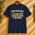 3 Ways to My Heart T-Shirt in Navy, premium hanger mockup