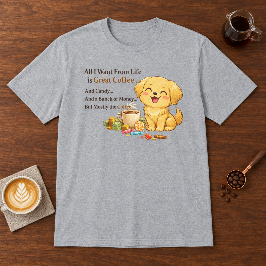 Great Coffee T-Shirt Sport Grey coffee bar mockup