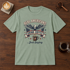 Real Americans T-Shirt Sage coffee bar mockup