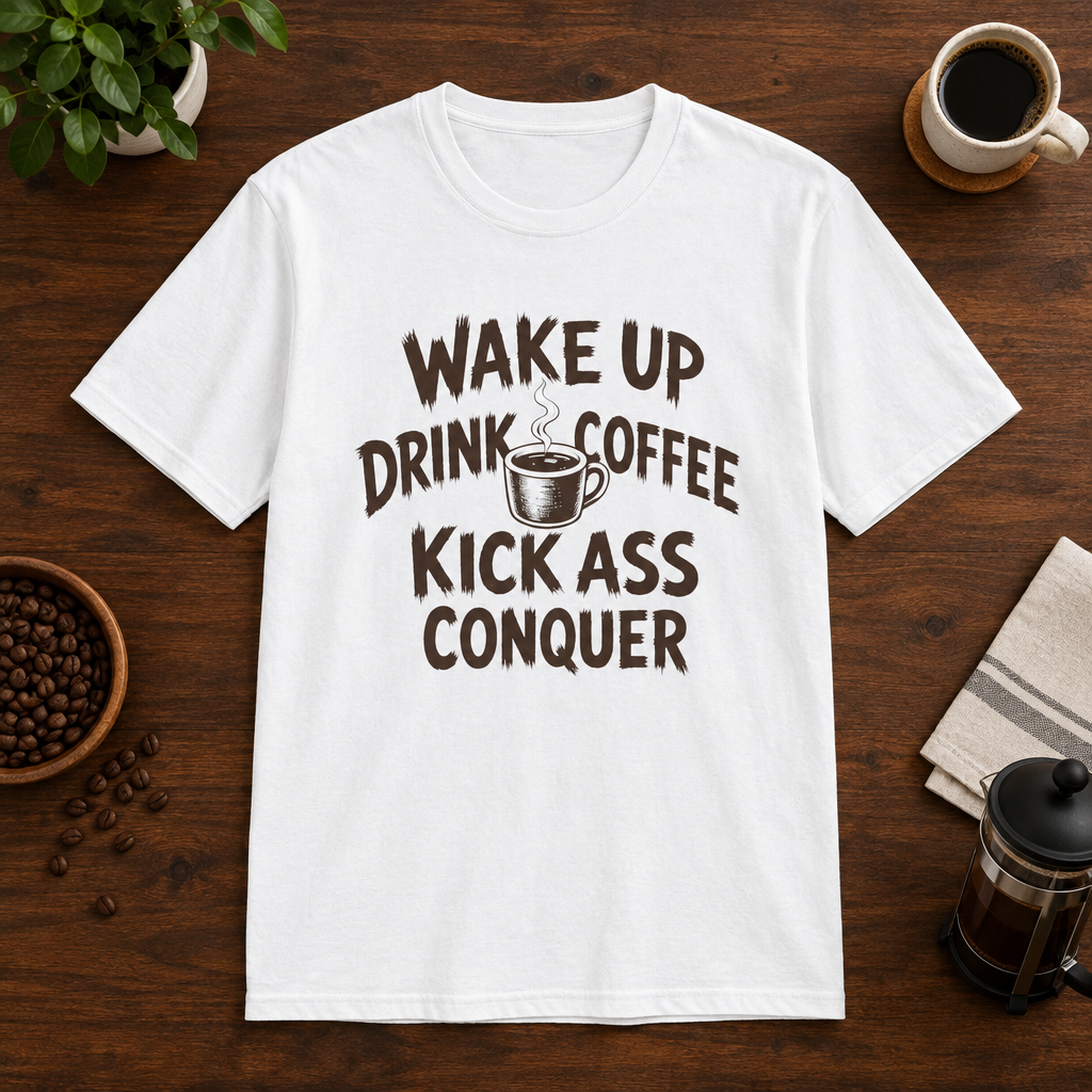 Wake Up T-Shirt White coffee-bar flat lay