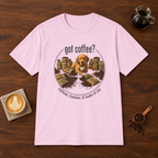Got Coffee? T-Shirt Light Pink coffee bar mockup
