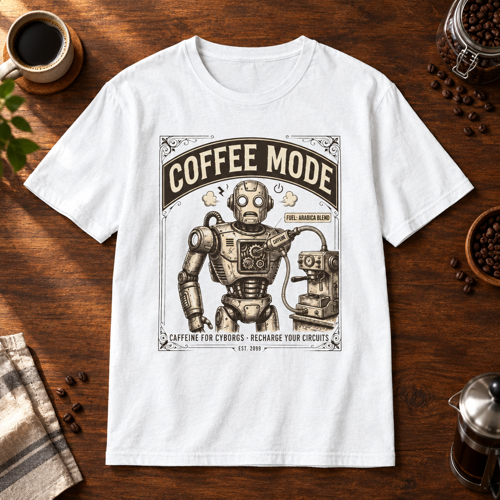 Coffee Mode T-Shirt White coffee-bar flat lay