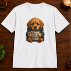 This Is Going Viral T-Shirt in White on a dark wood coffee bar