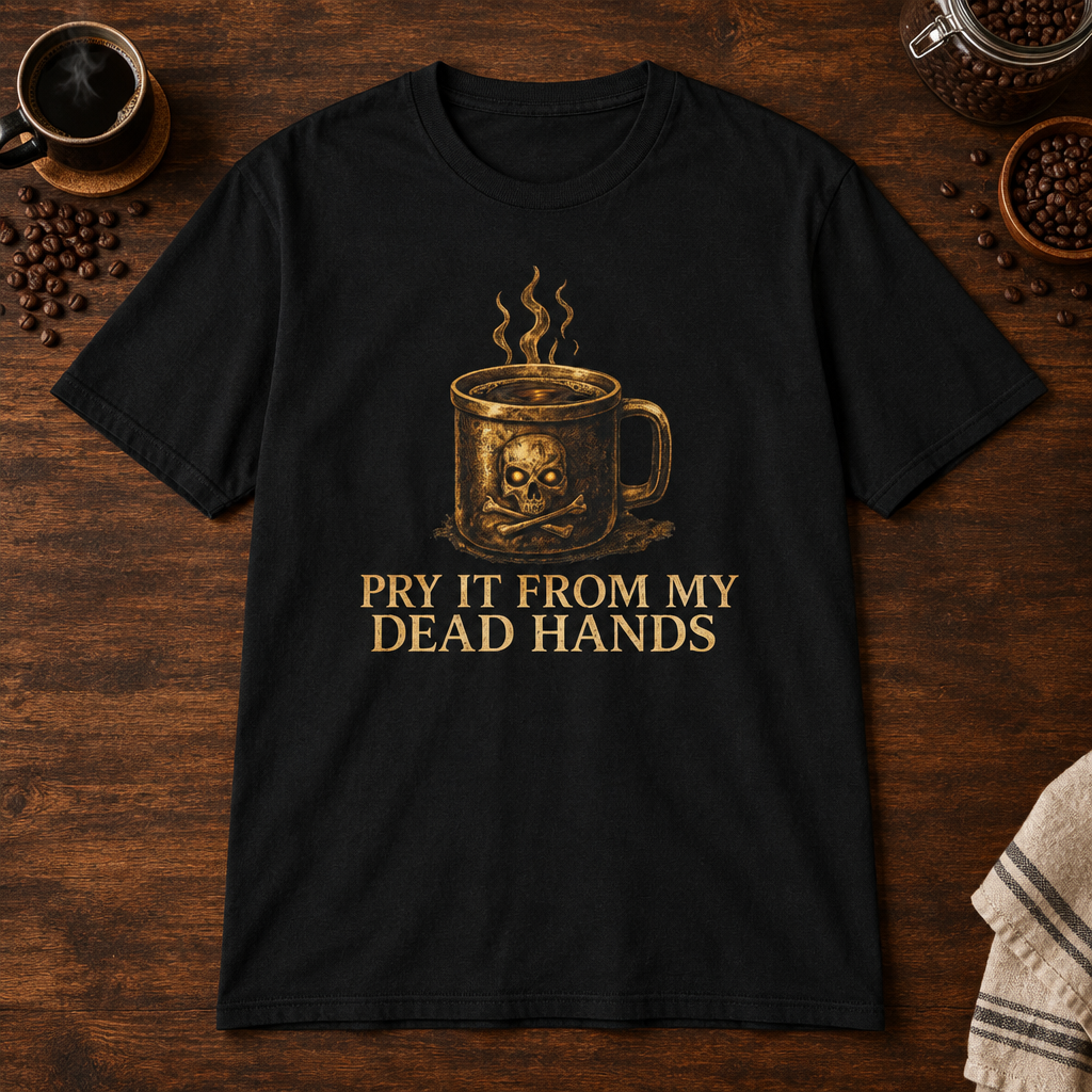 Pry It From My Dead Hands T-Shirt Black coffee-bar flat lay