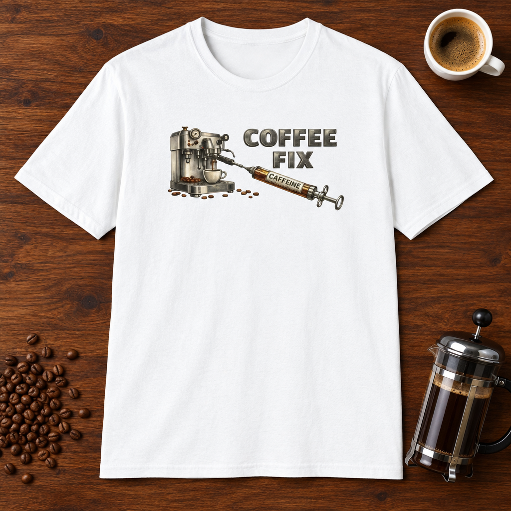 Coffee Fix T-Shirt White coffee-bar flat lay