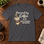 Powered by Coffee T-Shirt Charcoal coffee-bar flat lay