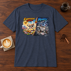 Espresso Chaos vs Reality T-Shirt Heather Navy coffee bar mockup