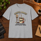 Coffee Addict T-Shirt Sport Grey short-sleeve coffee-bar flat lay