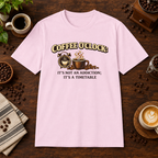 Coffee O'Clock T-Shirt Light Pink short-sleeve coffee-bar flat lay