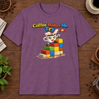 Coffee Makes Me Try 2 T-Shirt in Black, zoomed lifestyle mockup