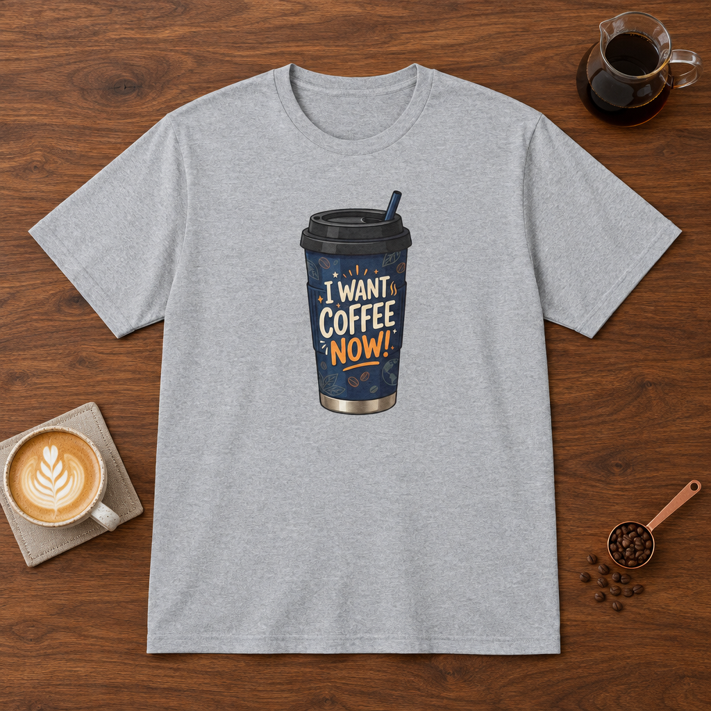 Blue Coffee Cup T-Shirt Sport Grey coffee bar mockup