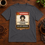 Warning T-Shirt Charcoal short-sleeve coffee-bar flat lay