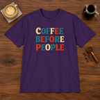 Coffee Before People T-Shirt Purple coffee bar mockup