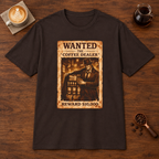 Wanted T-Shirt Dark Chocolate coffee bar mockup