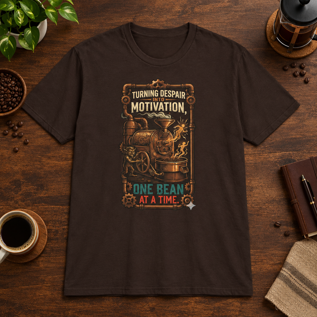 Motivation T-Shirt Dark Chocolate short-sleeve coffee-bar flat lay