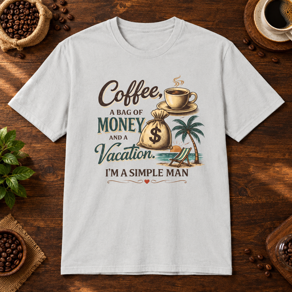 Simple Man T-Shirt Ice Grey short-sleeve coffee-bar flat lay