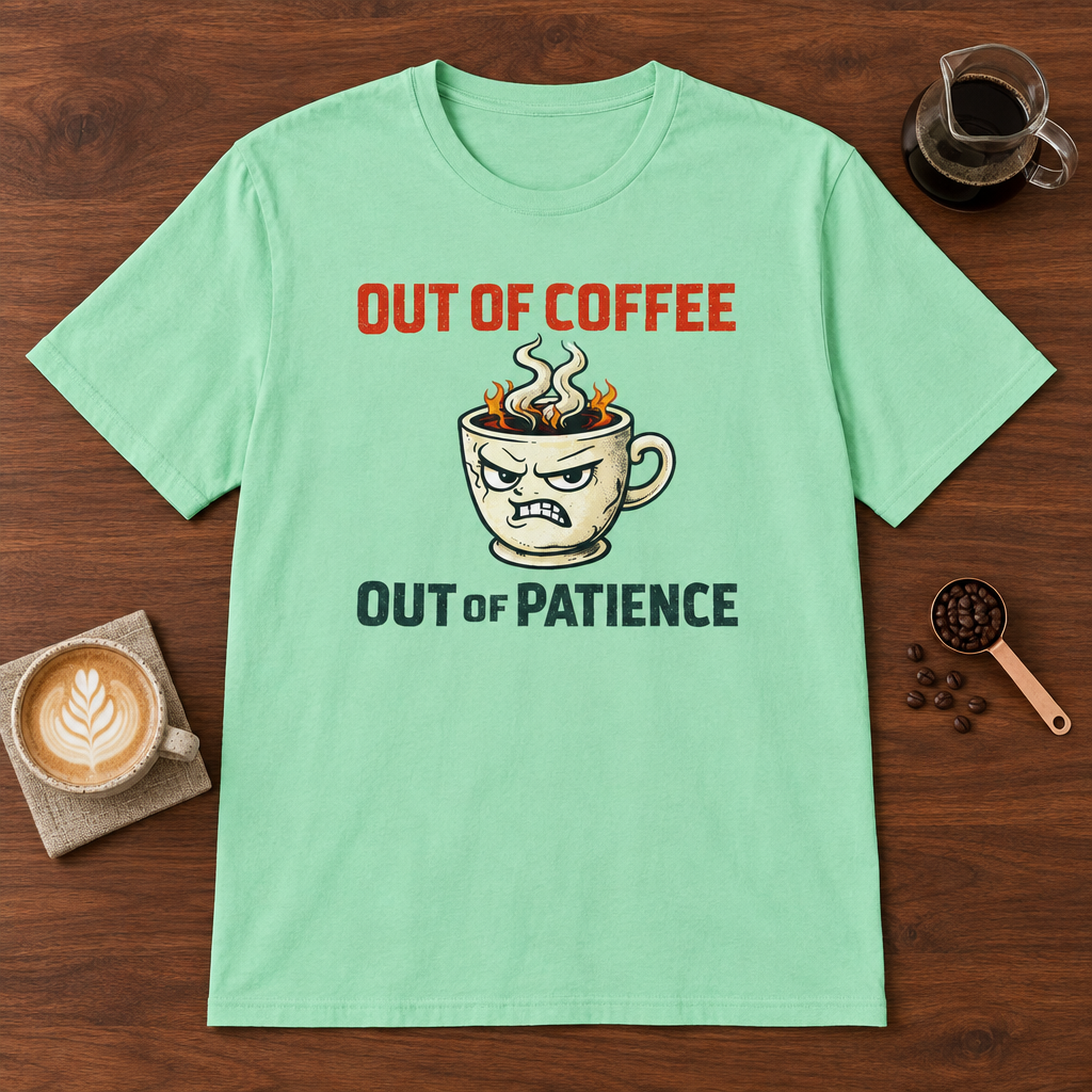 Out of Coffee T-Shirt Mint Green coffee bar mockup