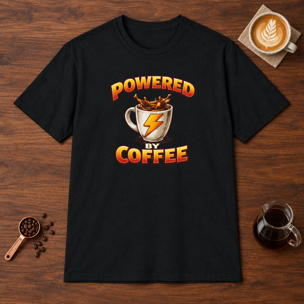 Powered by Coffee T-Shirt Black coffee bar mockup