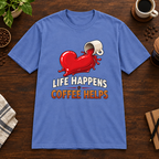 Life Happens T-Shirt Iris coffee-bar flat lay