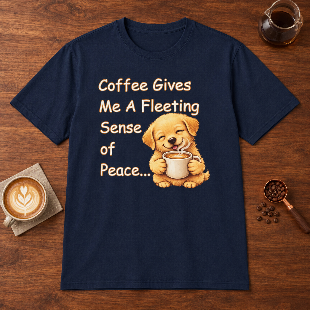 Sense of Peace T-Shirt Navy coffee bar mockup