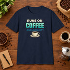 Runs on Coffee T-Shirt in White, lifestyle mockup