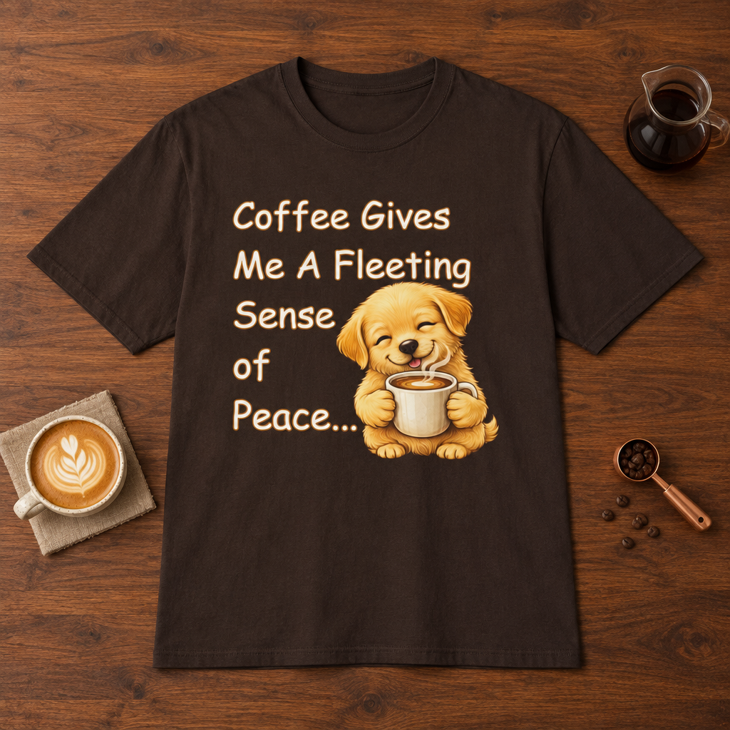 Sense of Peace T-Shirt Dark Chocolate coffee bar mockup