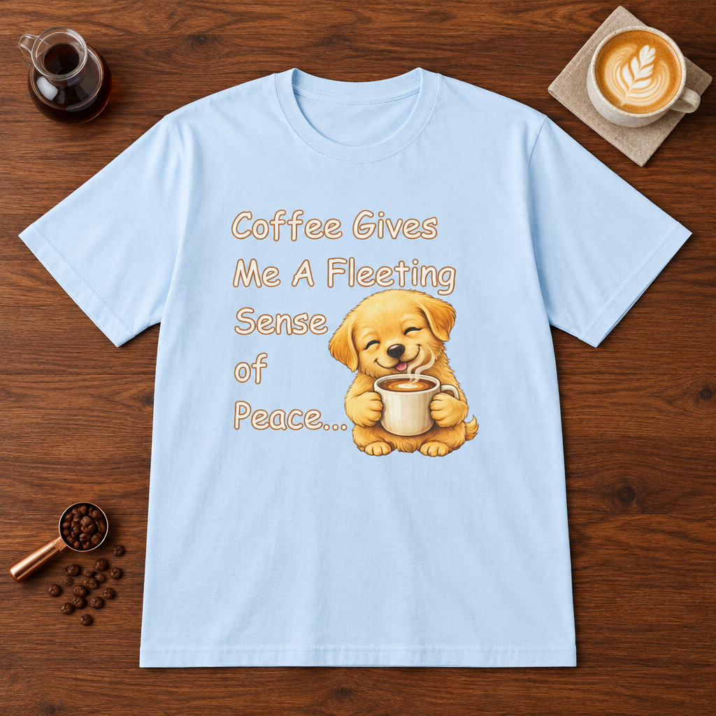 Sense of Peace T-Shirt Light Blue coffee bar mockup