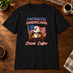 Patriotic Americans T-Shirt Black close-fill short-sleeve coffee-bar flat lay