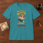 Instant Woman T-Shirt Heather Galapagos Blue coffee bar mockup