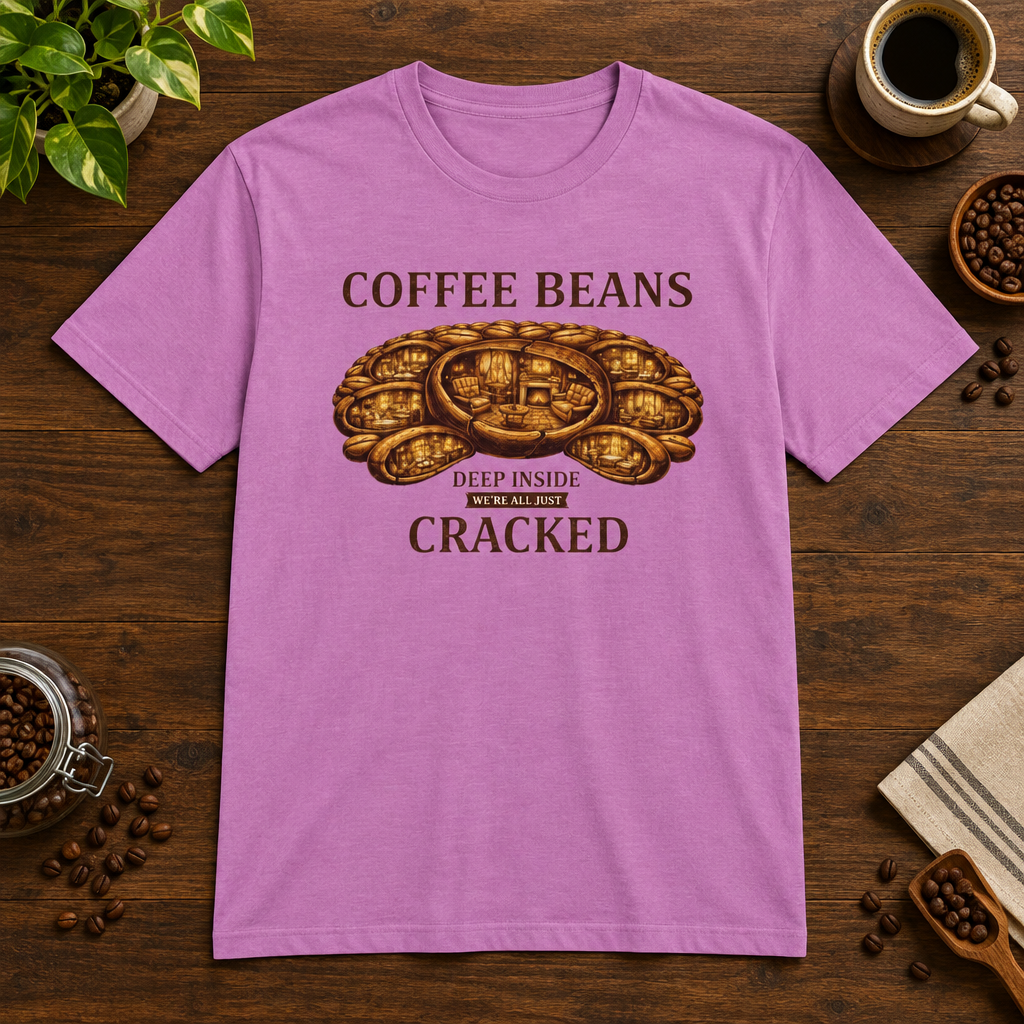 Coffee Beans T-Shirt Heather Radiant Orchid short-sleeve coffee-bar flat lay