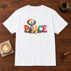 Peace T-Shirt White coffee bar mockup