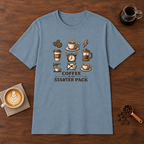 Coffee is My Starter Pack T-Shirt Stone Blue coffee bar mockup