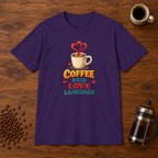 Coffee is My Love Language T-Shirt Purple coffee-bar flat lay
