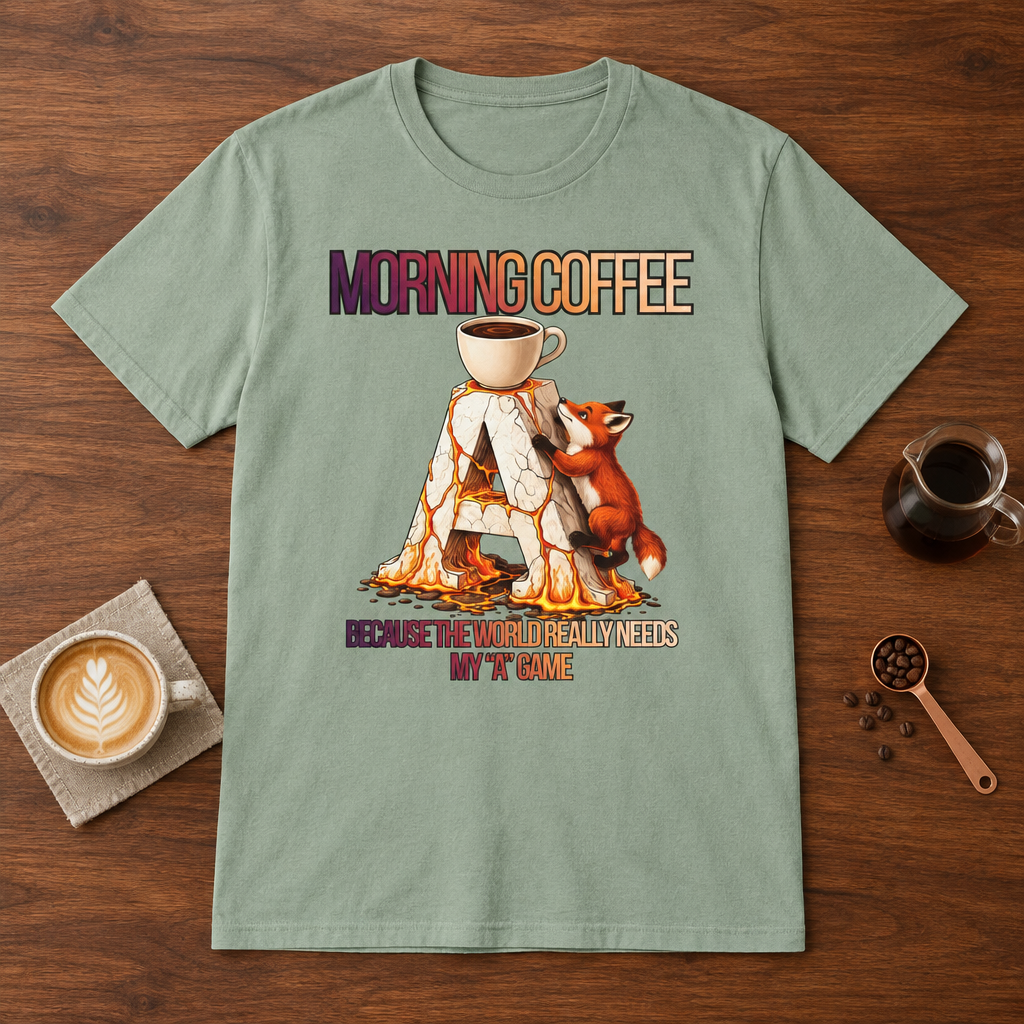 Morning Coffee T-Shirt Sage coffee bar mockup