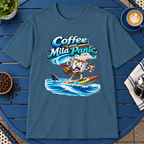 Coffee and Mild Panic T-Shirt in Heather Orange, zoomed lifestyle mockup