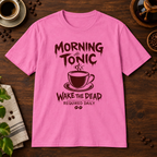 Morning Tonic T-Shirt Azalea coffee-bar flat lay