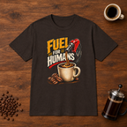 Fuel For Humans T-Shirt Dark Chocolate coffee-bar flat lay