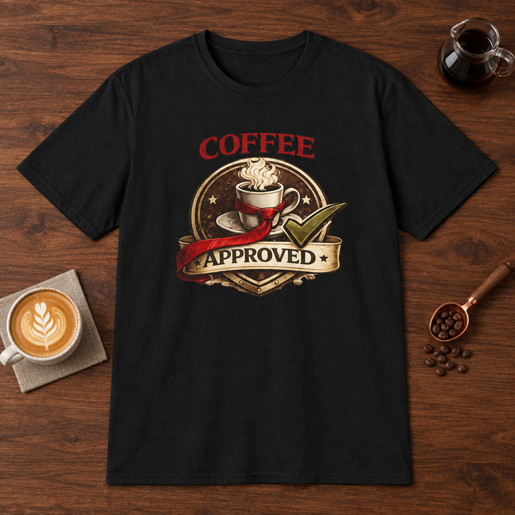 Coffee Approved T-Shirt Black coffee bar mockup