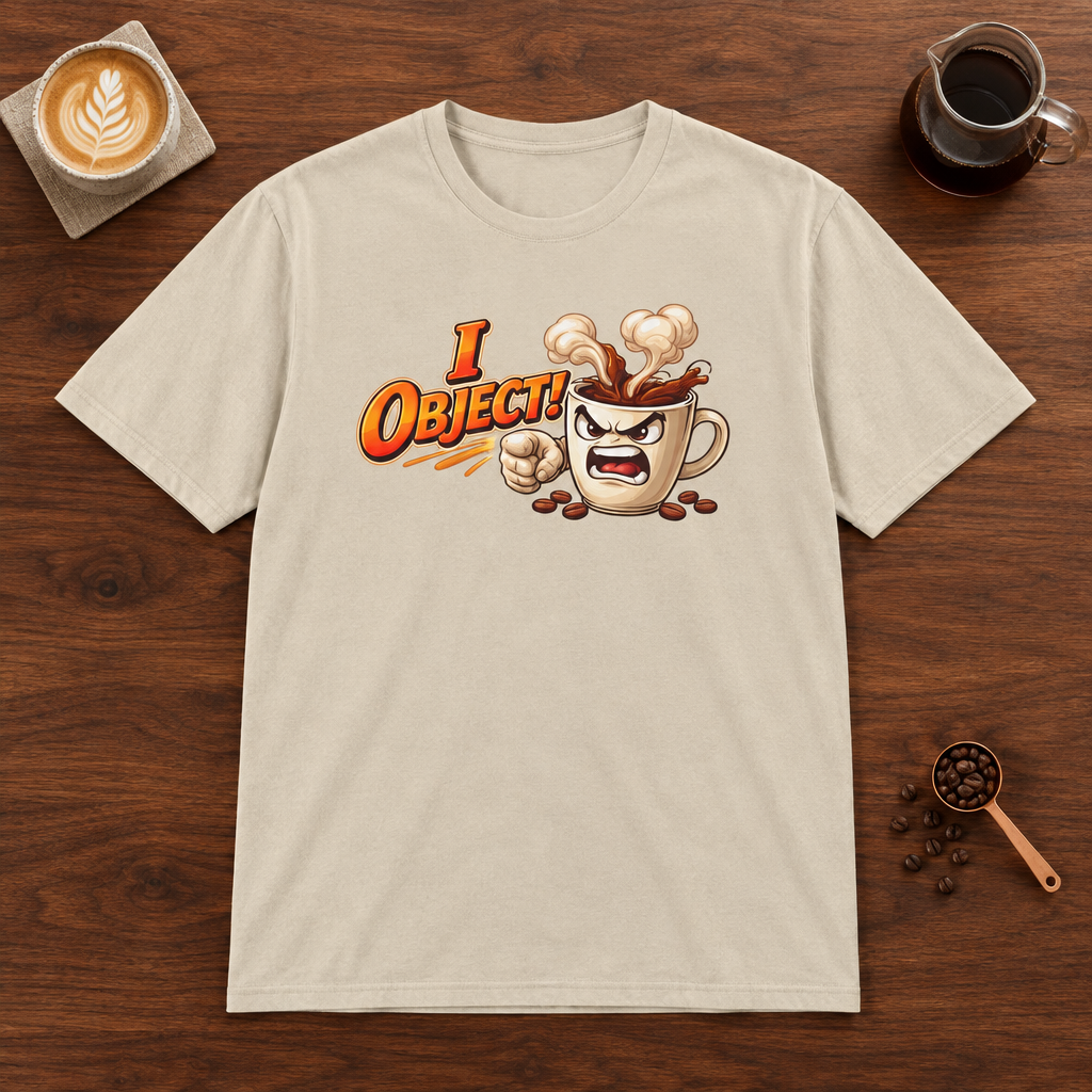 I Object T-Shirt Sand coffee bar mockup