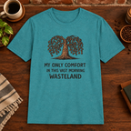 My Only Comfort T-Shirt Heather Galapagos Blue close-fill short-sleeve coffee-bar flat lay