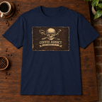 Proud Coffee Addict T-Shirt Navy close-fill short-sleeve coffee-bar flat lay